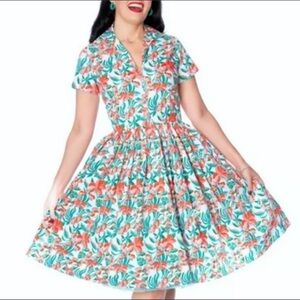 Bernie Dexter Coral & Teal Floral Cotton Dress